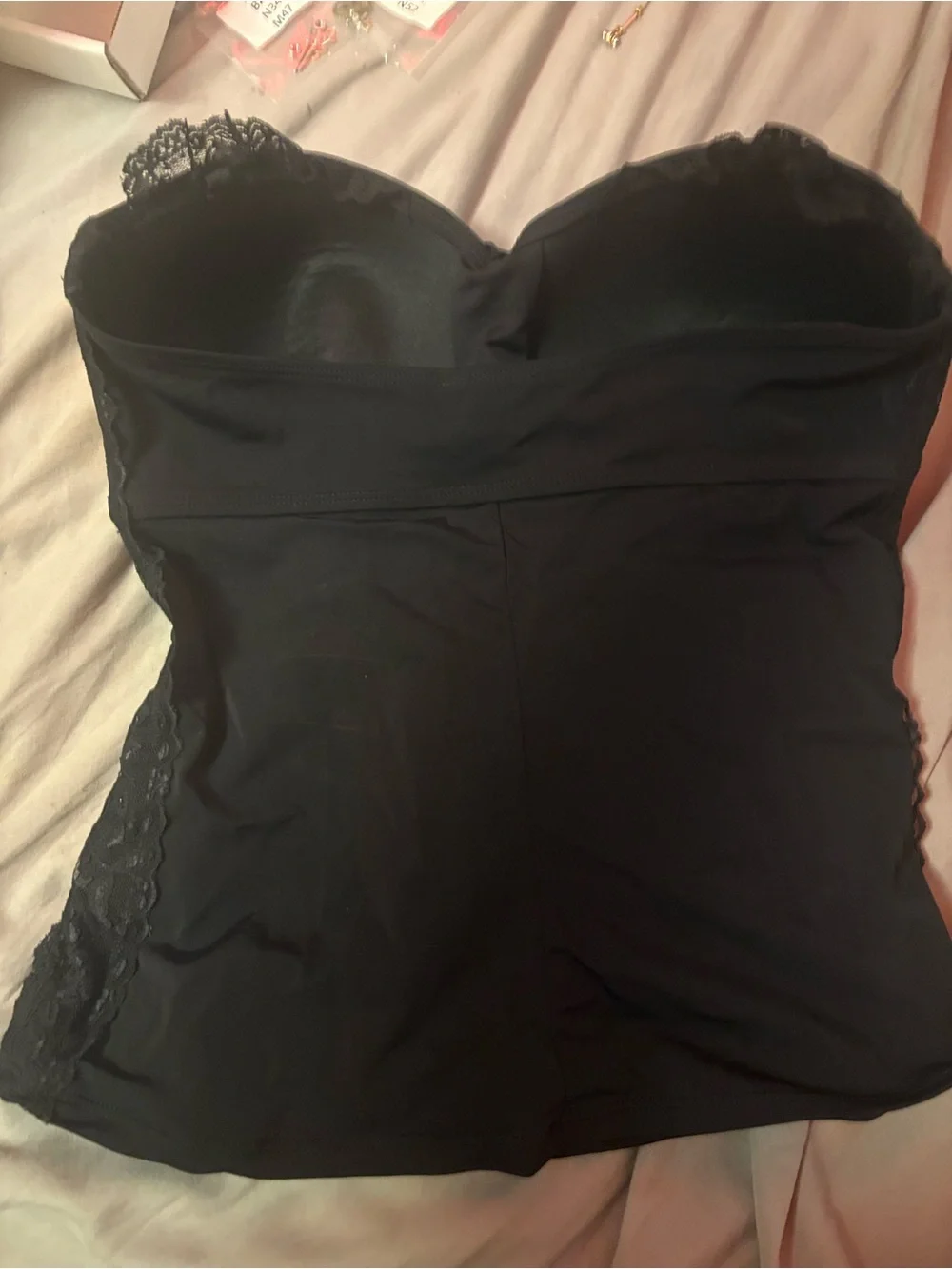 SPANX Black Lace-Detail Tube Top — Size 10- excellent condition